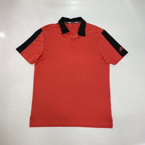 Adidas Men’s Athletic Polo Shirt Red Black Climalite Performance Stretch Golf M - Picture 1 of 7